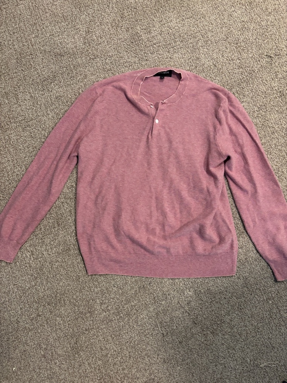 Bonobos Pink Long-Sleeve Henley Sweater